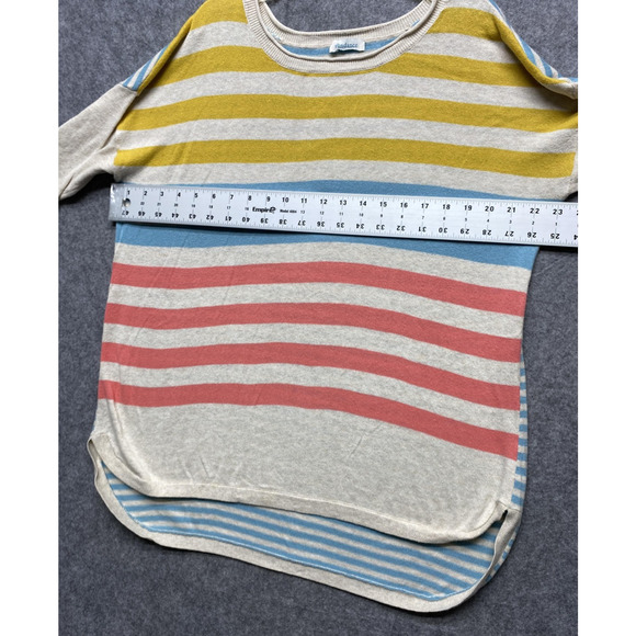 Sundance Sweater Womens Large Multicolor Striped Crewneck Pullover High Low Hem - Picture 4 of 8